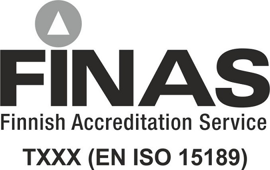 FINAS-tunnus, alla teksti TXXX (EN ISO 15189)